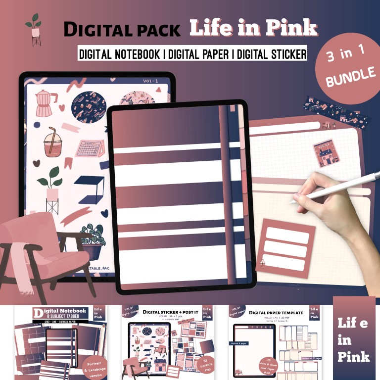 Digital Pack Life in pink