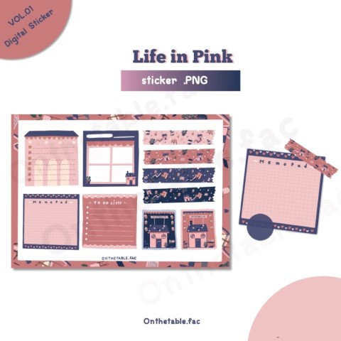Digital Sticker - Life in pink - png
