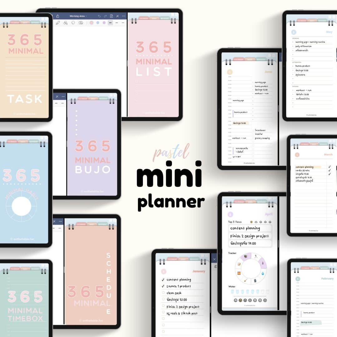 Pastel Mini-Planner 12 Month : 6 Planner Pack