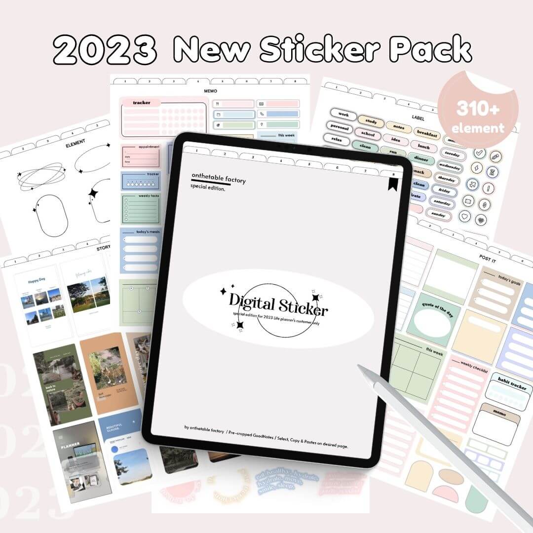 2023 New Digital Sticker Pack – เซตสติ๊กเกอร์ตกแต่งโน้ตบน Goodnotes 2023