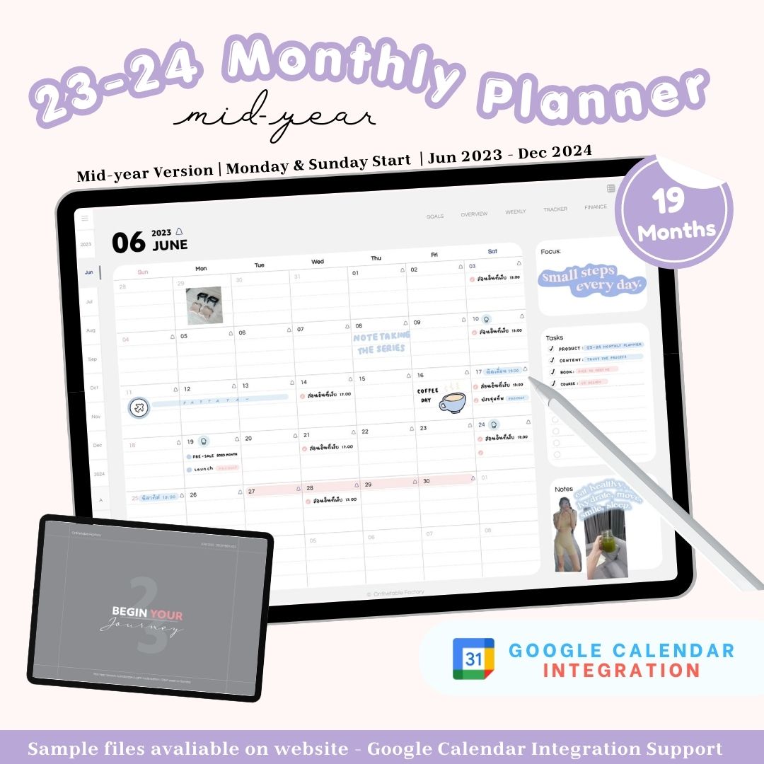 JUN 2023-DEC 2024 Monthly Planner | Google Calendar Integration