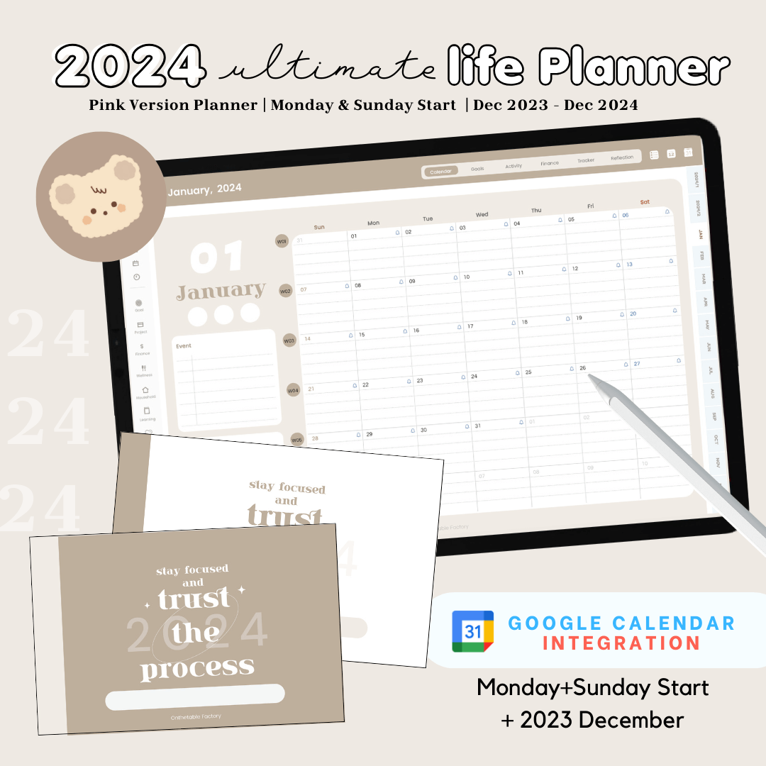 2024 Digital Life Planner แพลนเนอร์แบบลงวันที่ | Brown